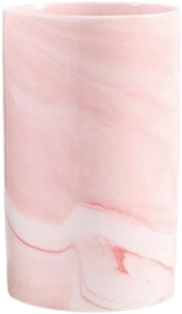 Marble ceramic mug, creative toothbrush holder, simple drinking cup. (Pink)