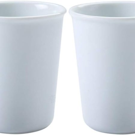 2 Pcs Simple White Ceramic Mouthwash Cups, Bathroom Brushing Cup, 5 Oz
