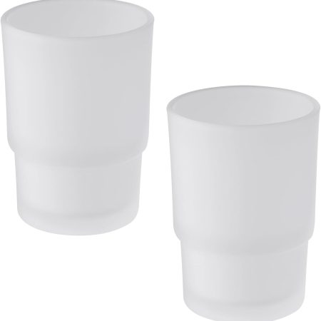 Glass Tumbler Cap 2 Pack,  Frosted Bathroom Rinsing and Mouthwash Cup, Toothbrush & Toothpaste Holder & Drinking for Glassware
