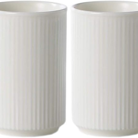 2pcs Vertical Stripes Porcelain Tumbler Cup,Tooth-Brushing Cup for Bathroom.