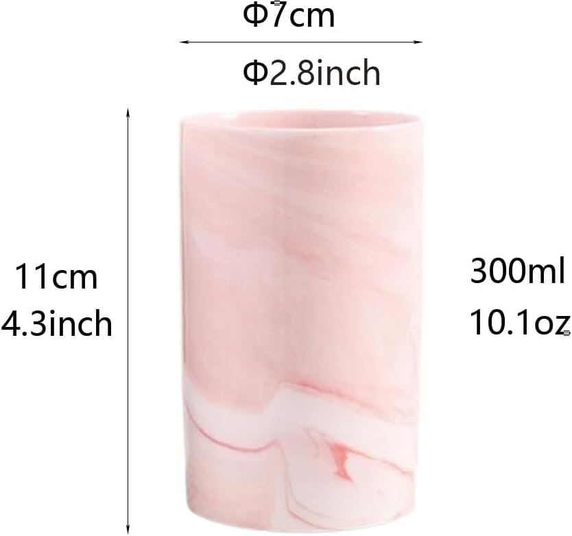 Marble ceramic mug, creative toothbrush holder, simple drinking cup. (Pink) - Image 2