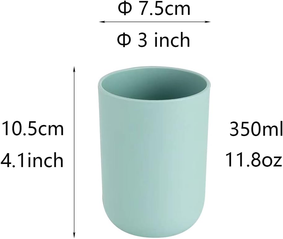 Simple Student Dormitory Plastic Toothbrush Cup Couple wash 2-Piece Set Solid Color Cups 300ml (Dark Blue & Light Blue) - Image 2