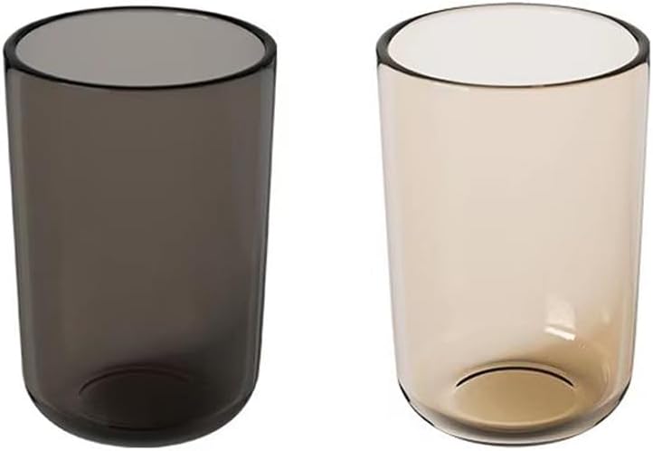 Translucent cup(Set of 2) - Reusable Drinking Glasses - Dishwasher Safe Tumbler - Toothbrush Organizer - Bathroom Tumbler Cup (Black & Teal)
