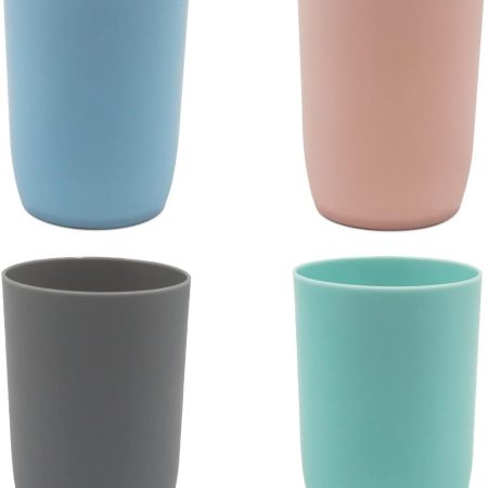 4-Pack Bathroom Tumbler - Plastic Toothbrush Cup - Reusable Drinkware - Mouthwash Cup