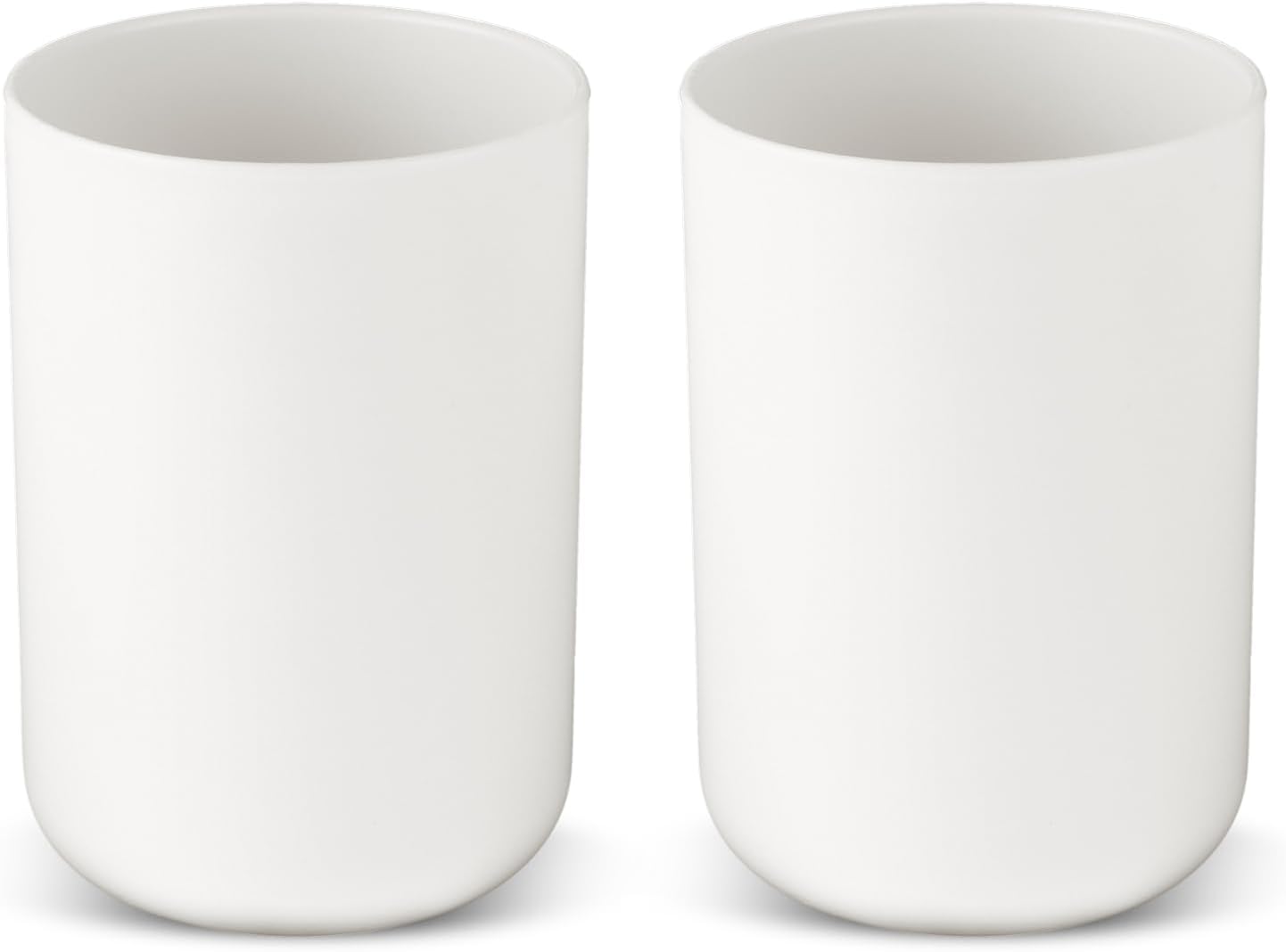 2Pcs Unbreakable Bathroom Tumbler, Dishwasher Safe Drink Cup, Mouthwash Cups, Easy to Clean (White)