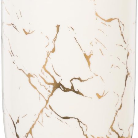 Marble Tooth Cup Ceramic Bathroom Tumbler Reusable Mouthwash Cup for Home and Hotel 4.33X3.03 Inch White Marble Pattern