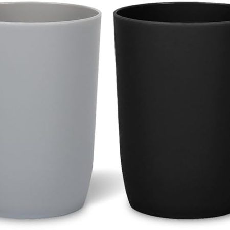 4pcs Bathroom Tumbler Toothbrush Cup Plastic Tumblers Water Tumbler Reusable Drinkware, Mouthwash Cup, Black