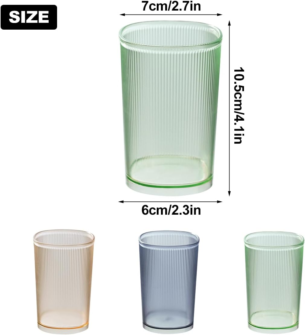 3 Pack Bathroom Tumbler Unbreakable Toothbrush Cups, Plastic Toothbrush Holder, Reusable Mouthwash Cup Bathroom Cup Drinking Cups Makeup Brush Holder (Stripe 3 Colors) - Image 2