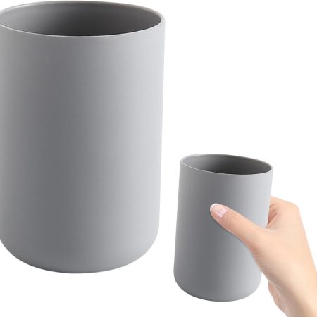 Bathroom Toothbrush Holder Cups, White Plastic Drinking Cups Mouthwash Cup Reusable Water Cup Bathroom Storage for Home Travel, 300ml (Gray)