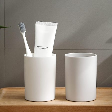 Bathroom Tumbler Cup 10.5oz Reusable Unbreakable Toothbrush Cup 300ml Mouthwash Cups Plastic Easy to Clean Bathroom Cup Toothbrush Holder Adequate for Your Bathroom (PP, white2)