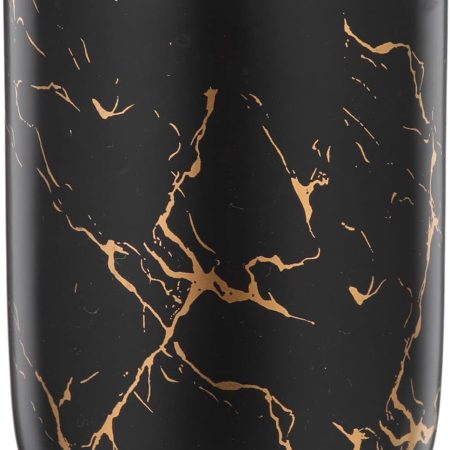 Marble Pattern Mouthwash Cup Ceramic Bathroom Storage Cup Multipurpose Water Tumbler for Home and Hotel Black 4.33X3.03 Inches