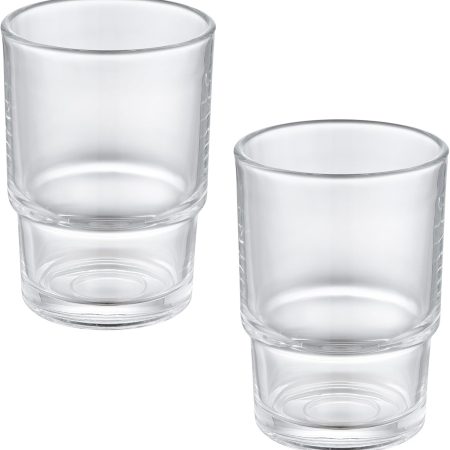 Toothbrush Holders for Bathroom, 2 Pack Transparent Glass Tumbler Cups, Modern Thick Glassware