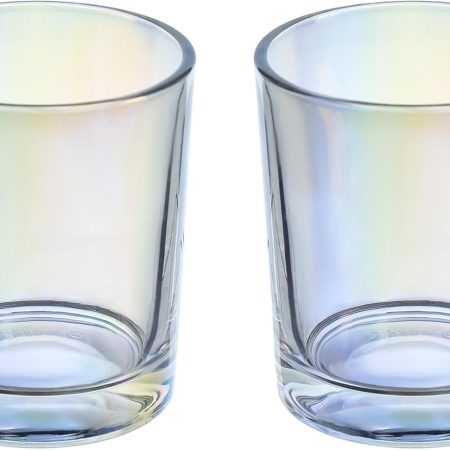 2 Pcs Classic Clear Cylindrical Glass Mouthwash Cups, Bathroom Brushing Cup, 6 Oz