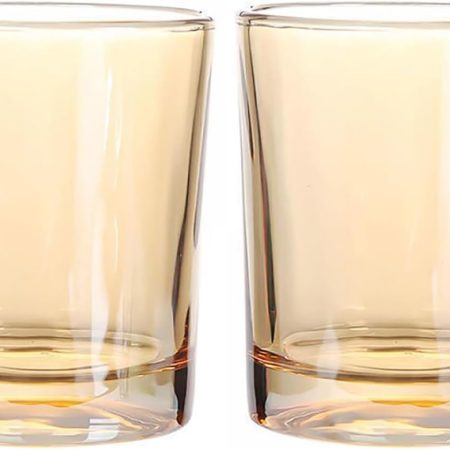 2 Pcs Classic Clear Cylindrical Glass Mouthwash Cups, Bathroom Brushing Cup, 6 Oz